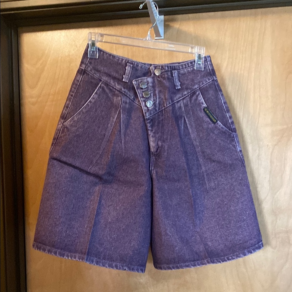 High-Waist Purple Denim Shorts